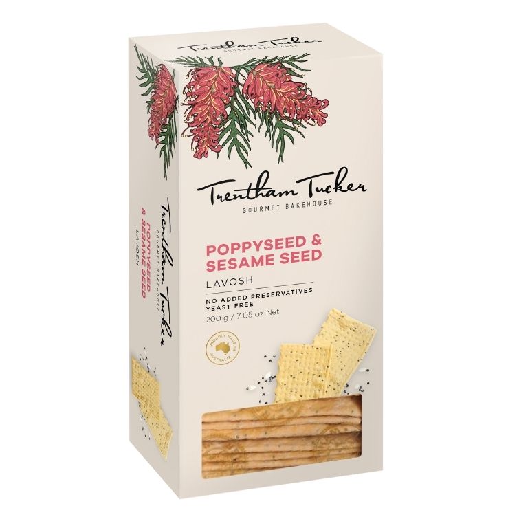 Poppyseed & Sesame Seed Lavosh 200g box - Trentham Tucker