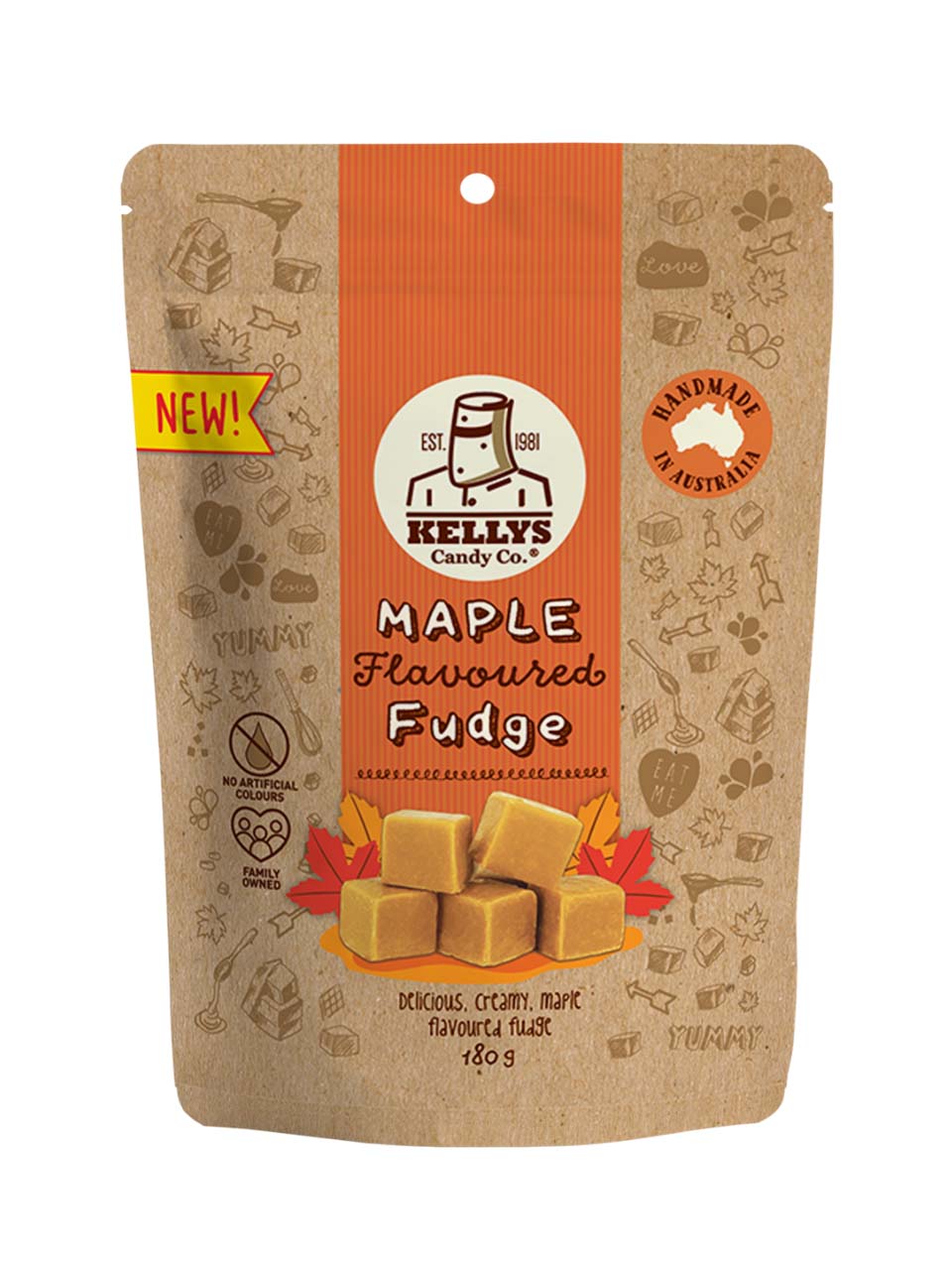 Maple Flavoured Fudge - Pouch 180g