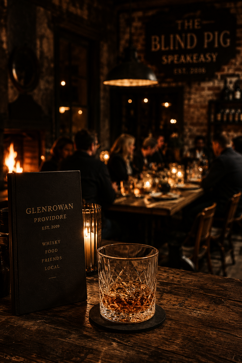 Guests enjoying whisky, regional food and fire-cooked dining at The Blind Pig BBQ Garden in Glenrowan